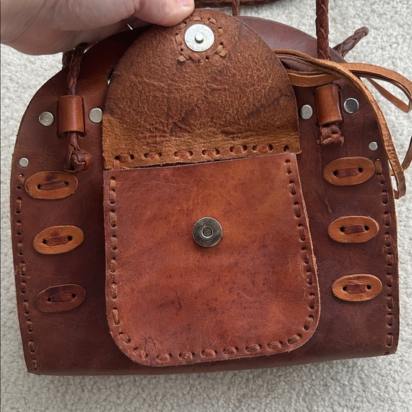 Handmade Tan Leather Mini Bag - Picture 6 of 6